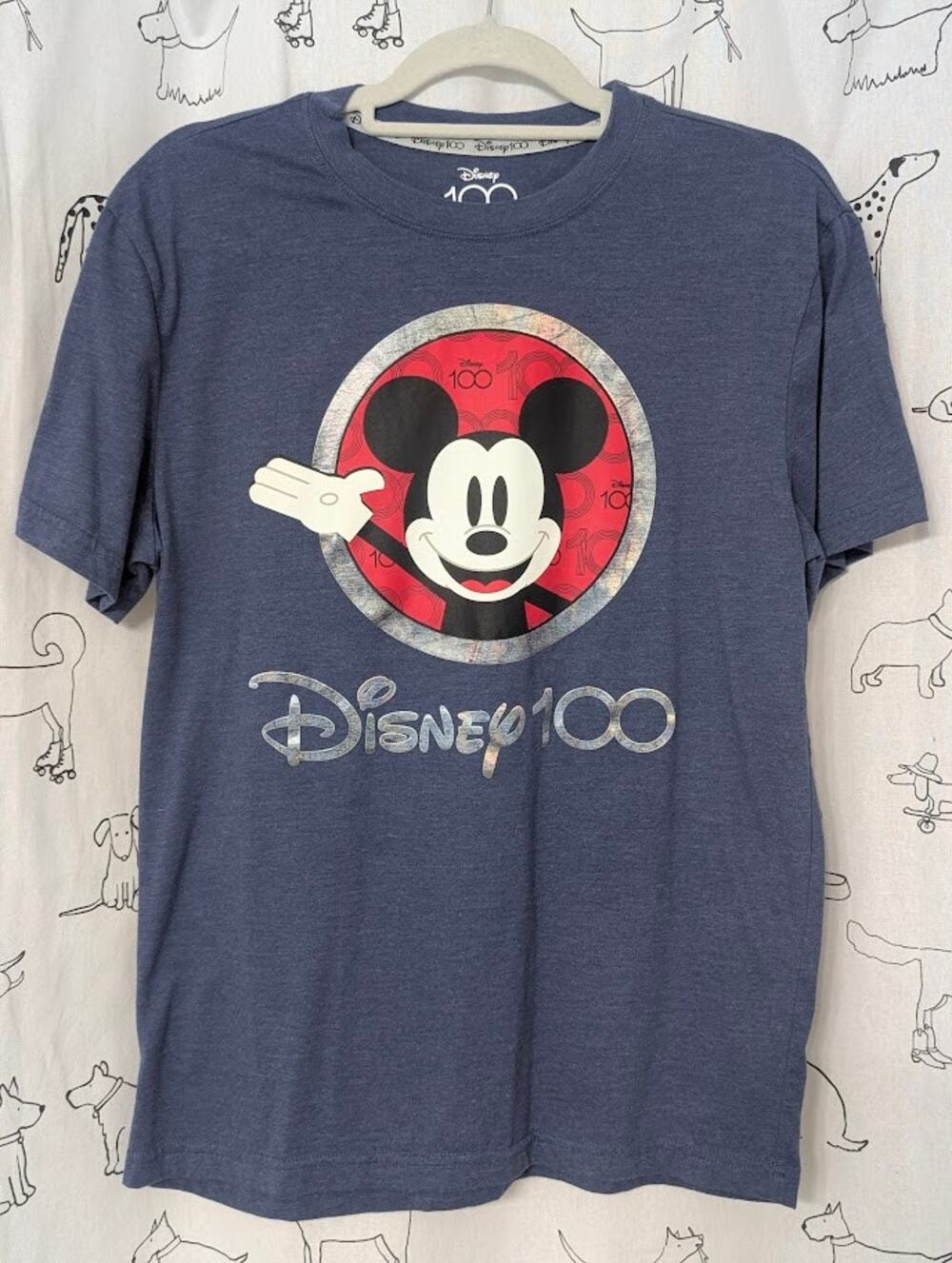 Disney 100 Years Wonder Mickey Mouse Heather Blue Tshirt Y2K Streetwear Small